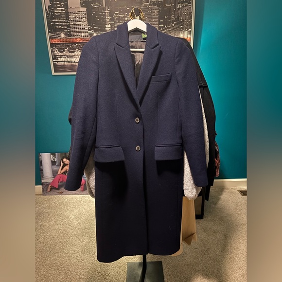 🧥✨ Zara Wool-Blend Long Coat | XS | Navy | MSRP $169 - Picture 6 of 7
